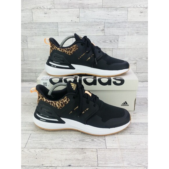 Adidas Rapidasport Kids Leopard Cheetah Sport Animal Print Black FZ6346 Size 6.5 - Picture 1 of 16